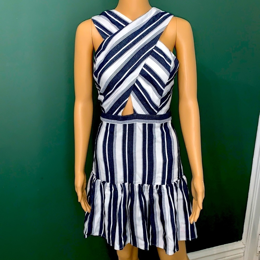 Line & Dot Bleu And White Striped Dress NWT